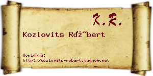 Kozlovits Róbert névjegykártya